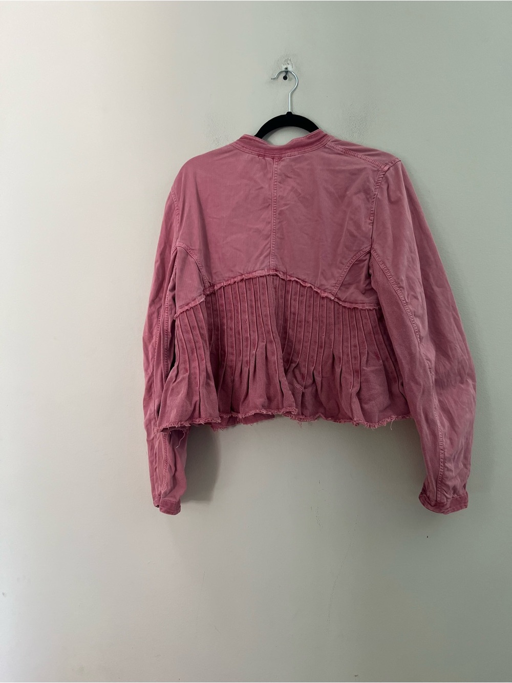 Free People Rose-Pink Cassidy Pleated Button-Front Jean Jacket - Picture 11 of 14